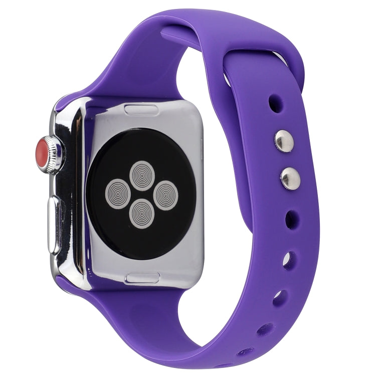 Frerndorf | Für Apple Watch Series 8&7 41mm / SE 2&6&SE&5&4 40mm / 3&2&1 38mm Dünnes Silikon Doppelverschluss-Uhrenband (Lila)