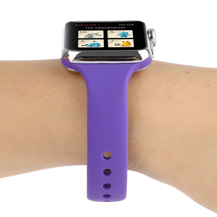 Frerndorf | Für Apple Watch Series 8&7 41mm / SE 2&6&SE&5&4 40mm / 3&2&1 38mm Dünnes Silikon Doppelverschluss-Uhrenband (Lila)