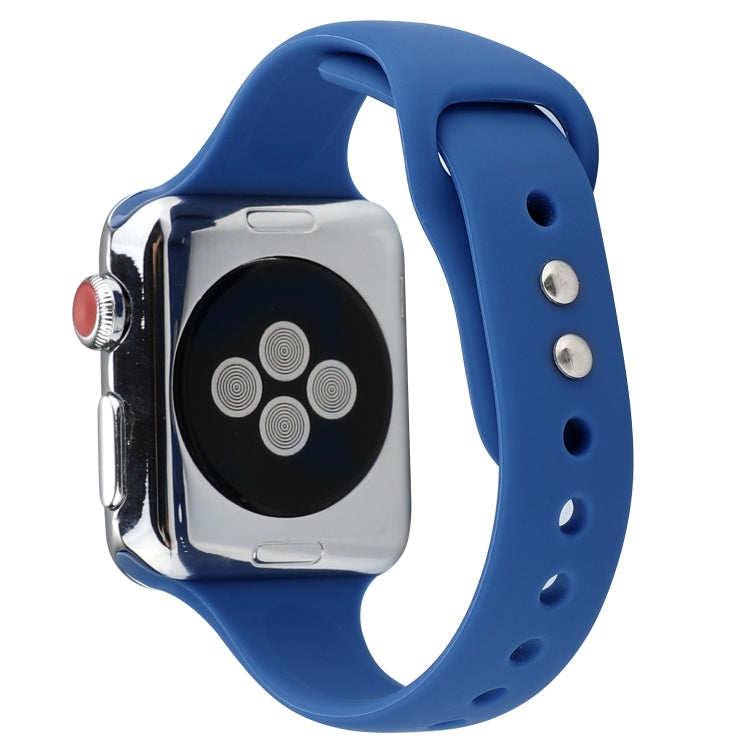 Frerndorf | Für Apple Watch Series 8&7 41mm / SE 2&6&SE&5&4 40mm / 3&2&1 38mm Dünnes Silikon Doppelverschluss Uhrenarmband (Königsblau)