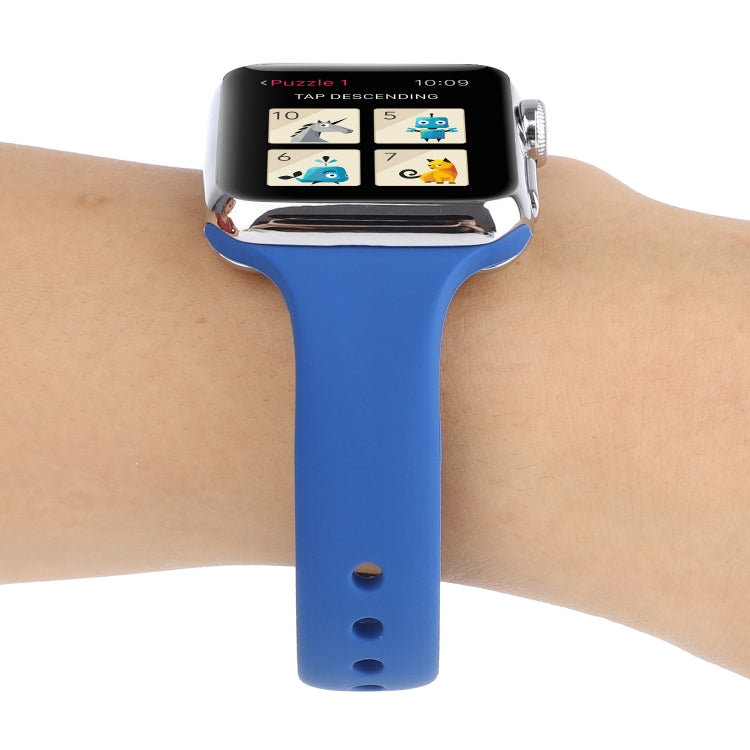 Frerndorf | Für Apple Watch Series 8&7 41mm / SE 2&6&SE&5&4 40mm / 3&2&1 38mm Dünnes Silikon Doppelverschluss Uhrenarmband (Königsblau)