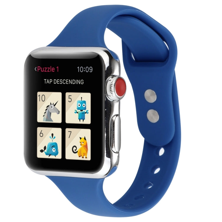 Frerndorf | Für Apple Watch Series 8&7 41mm / SE 2&6&SE&5&4 40mm / 3&2&1 38mm Dünnes Silikon Doppelverschluss Uhrenarmband (Königsblau)