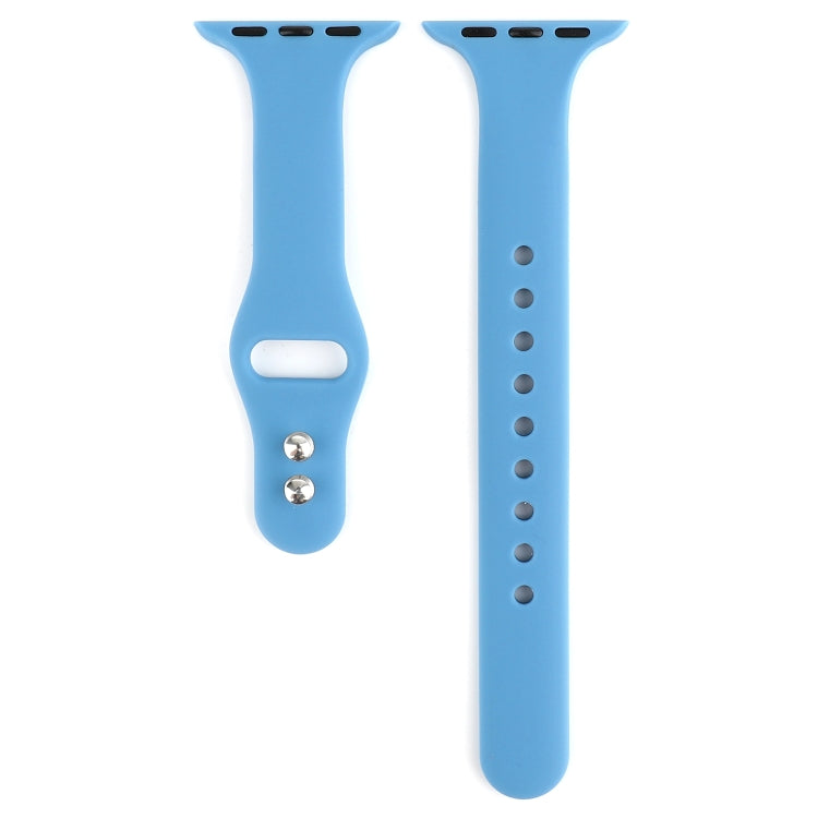 Frerndorf | Für Apple Watch Series 8&7 41mm / SE 2&6&SE&5&4 40mm / 3&2&1 38mm Dünnes Silikon Doppelverschluss Armband (Blau)