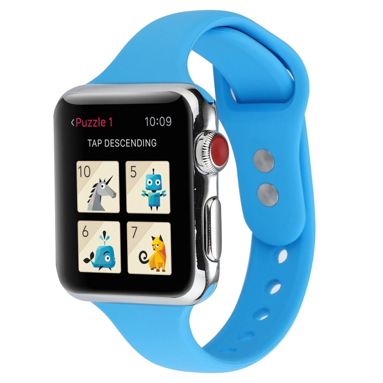 Frerndorf | Für Apple Watch Series 8&7 41mm / SE 2&6&SE&5&4 40mm / 3&2&1 38mm Dünnes Silikon Doppelverschluss Armband (Blau)