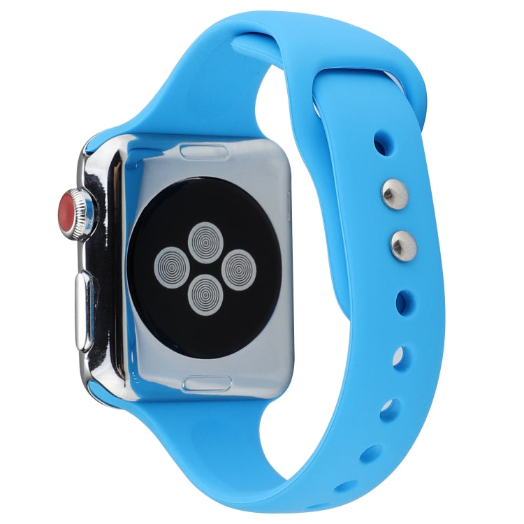 Frerndorf | Für Apple Watch Series 8&7 41mm / SE 2&6&SE&5&4 40mm / 3&2&1 38mm Dünnes Silikon Doppelverschluss Armband (Blau)