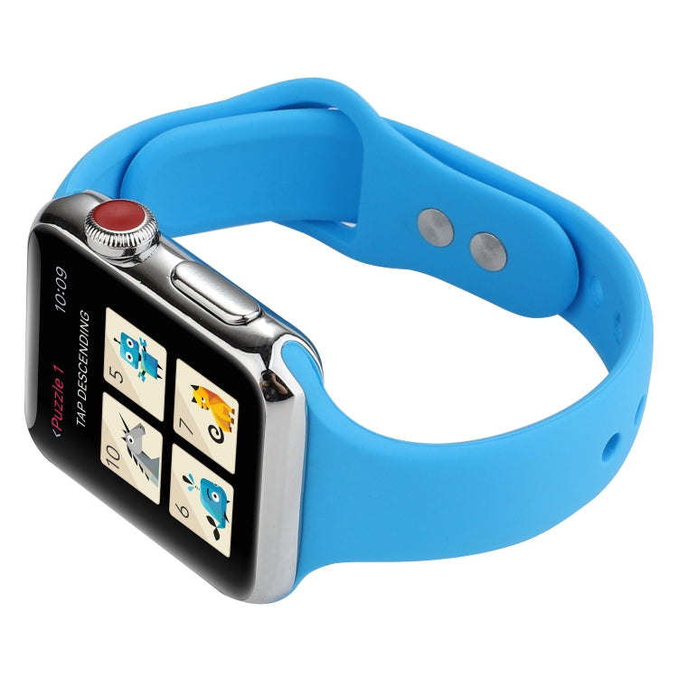 Frerndorf | Für Apple Watch Series 8&7 41mm / SE 2&6&SE&5&4 40mm / 3&2&1 38mm Dünnes Silikon Doppelverschluss Armband (Blau)