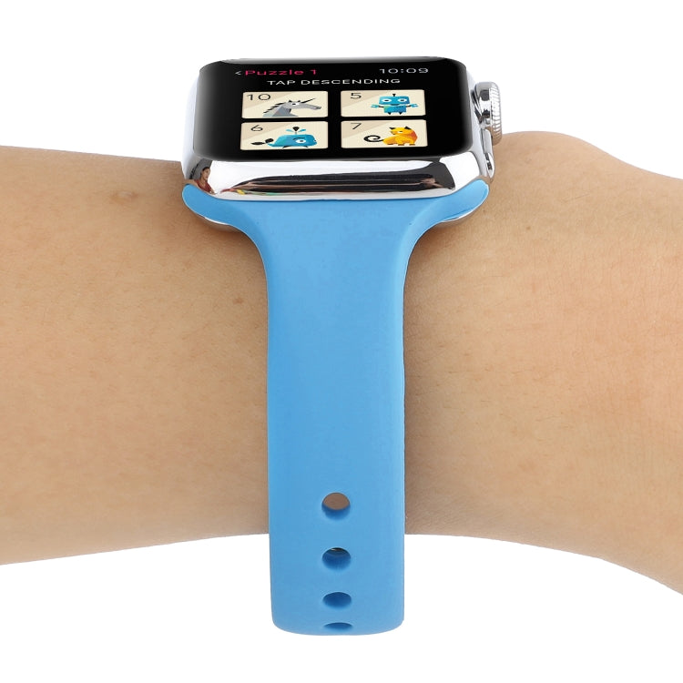 Frerndorf | Für Apple Watch Series 8&7 41mm / SE 2&6&SE&5&4 40mm / 3&2&1 38mm Dünnes Silikon Doppelverschluss Armband (Blau)