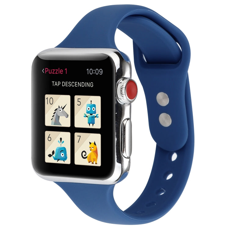 Frerndorf | Für Apple Watch Series 8&7 41mm / SE 2&6&SE&5&4 40mm / 3&2&1 38mm Dünnes Silikon Doppelverschluss Uhrenarmband (Horizon Blu)