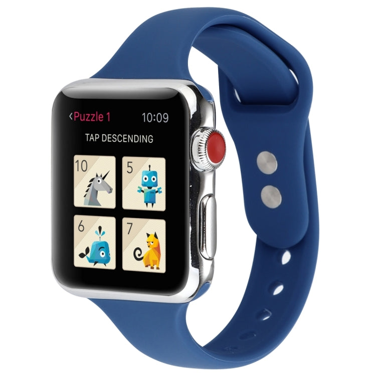Frerndorf | Für Apple Watch Series 8&7 41mm / SE 2&6&SE&5&4 40mm / 3&2&1 38mm Dünnes Silikon Doppelverschluss Uhrenarmband (Horizon Blu)