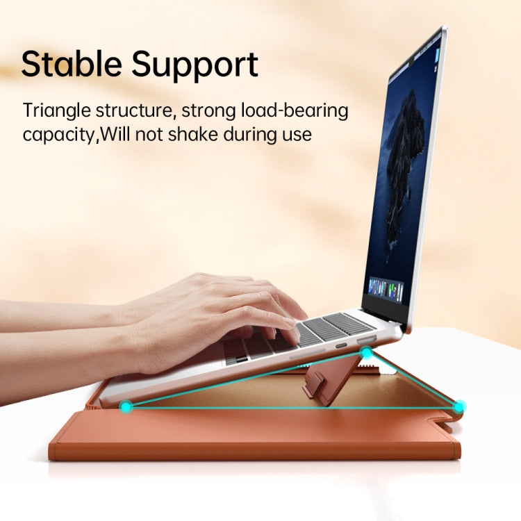 Frendorf | Multifunktionale Laptop PU Magnetic Stand Split Liner Tasche mit Mauspad-Funktion, Größe: 13-14 Zoll (Dunkelblau)