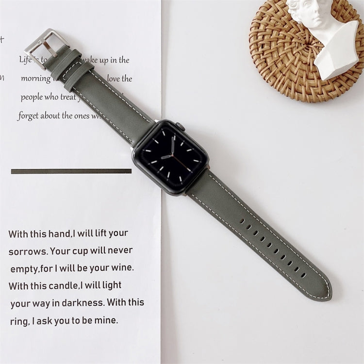 Frendorf | Für Apple Watch 5 & 4 44mm / 3 & 2 & 1 42mm V Tail Style Stitching Leder Uhrband (Grau)