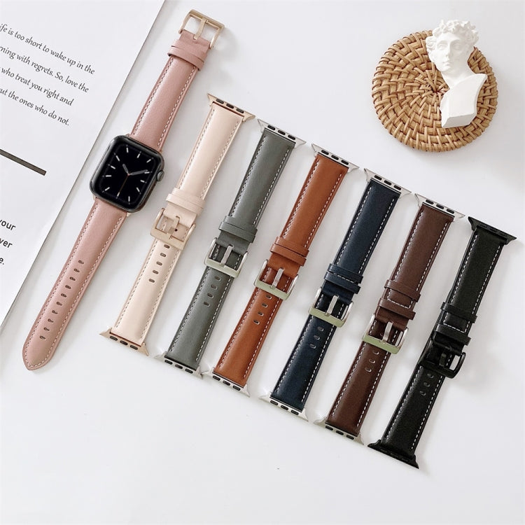 Frendorf | Für Apple Watch 5 & 4 44mm / 3 & 2 & 1 42mm V Tail Style Stitching Leder Uhrband (Grau)