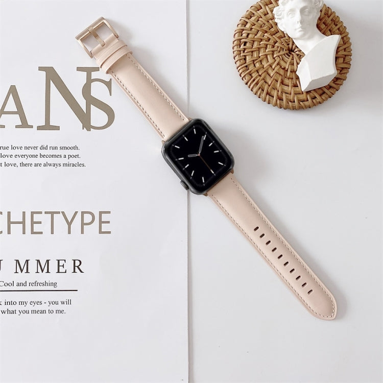 Frerndorf | Für Apple Watch Series 9&8&7 41mm / SE 3&SE 2&6&SE&5&4 40mm / 3&2&1 38mm V Tail Style Stitching Leder-Uhrband (Beige)