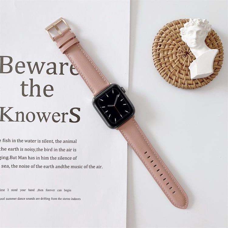 Frerndorf | Für Apple Watch Series 9&8&7 41mm / SE 3&SE 2&6&SE&5&4 40mm / 3&2&1 38mm V Tail Style Stichleder Uhr Band (Rosa)