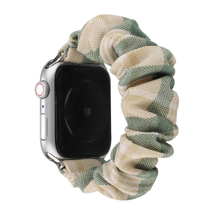 Frendorf | Für Apple Watch Series 7 41mm / 6 & SE & 5 & 4 40mm / 3 & 2 & 1 38mm JK Uniform Style Stoff + Edelstahl Armbanduhr Band(Beige + Grün)(Beige + Grün)