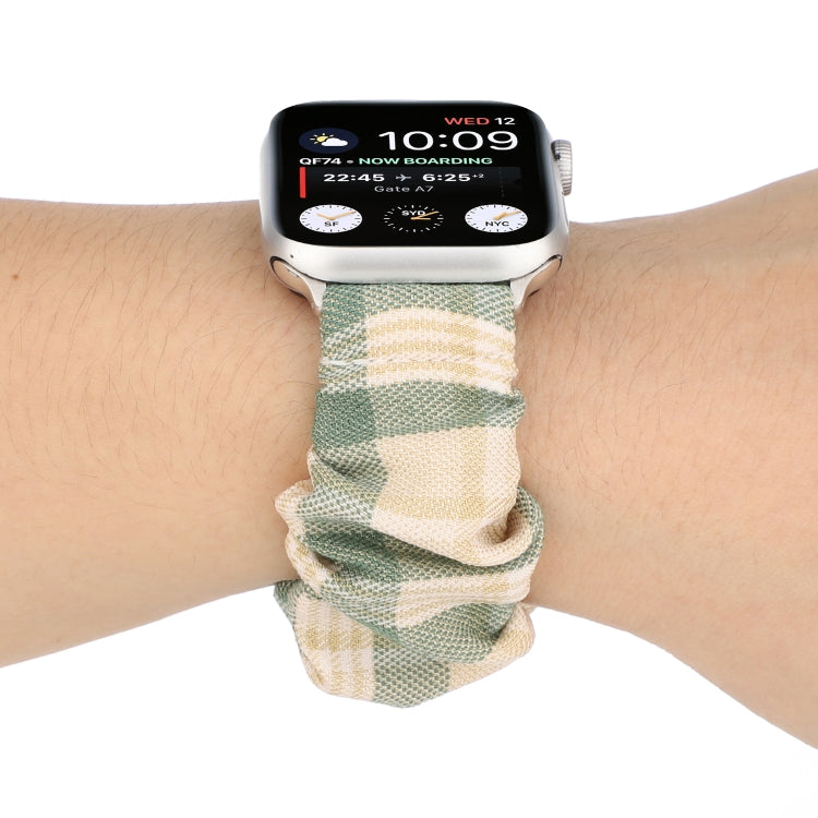 Frendorf | Für Apple Watch Series 7 41mm / 6 & SE & 5 & 4 40mm / 3 & 2 & 1 38mm JK Uniform Style Stoff + Edelstahl Armbanduhr Band(Beige + Grün)(Beige + Grün)