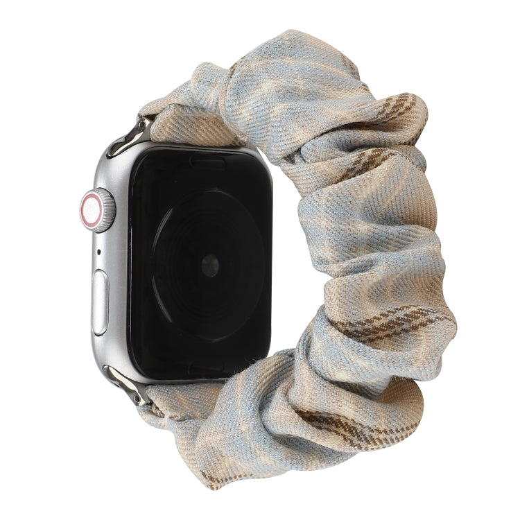 Frendorf | Für Apple Watch Serie 7 41mm / 6 & SE & 5 & 4 40mm / 3 & 2 & 1 38mm JK Uniform Stil Stoff + Edelstahl Armband (Khaki + Hellblau) (Khaki + Hellblau)