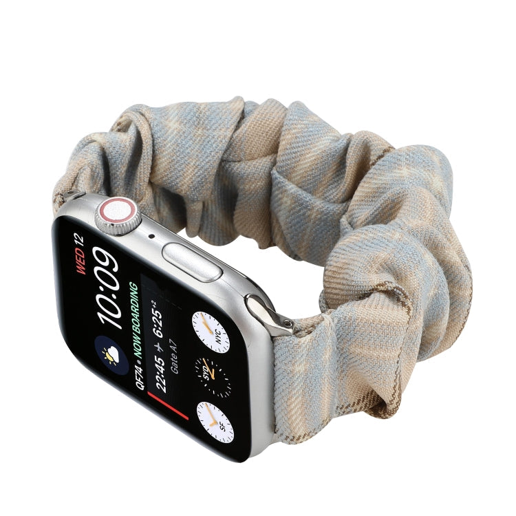 Frendorf | Für Apple Watch Serie 7 41mm / 6 & SE & 5 & 4 40mm / 3 & 2 & 1 38mm JK Uniform Stil Stoff + Edelstahl Armband (Khaki + Hellblau) (Khaki + Hellblau)