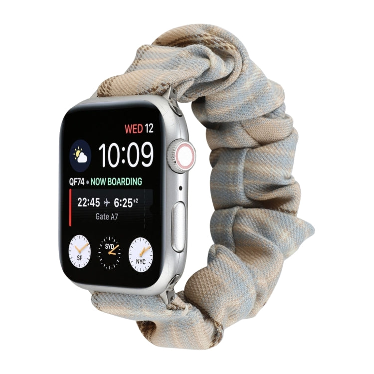 Frendorf | Für Apple Watch Serie 7 41mm / 6 & SE & 5 & 4 40mm / 3 & 2 & 1 38mm JK Uniform Stil Stoff + Edelstahl Armband (Khaki + Hellblau) (Khaki + Hellblau)