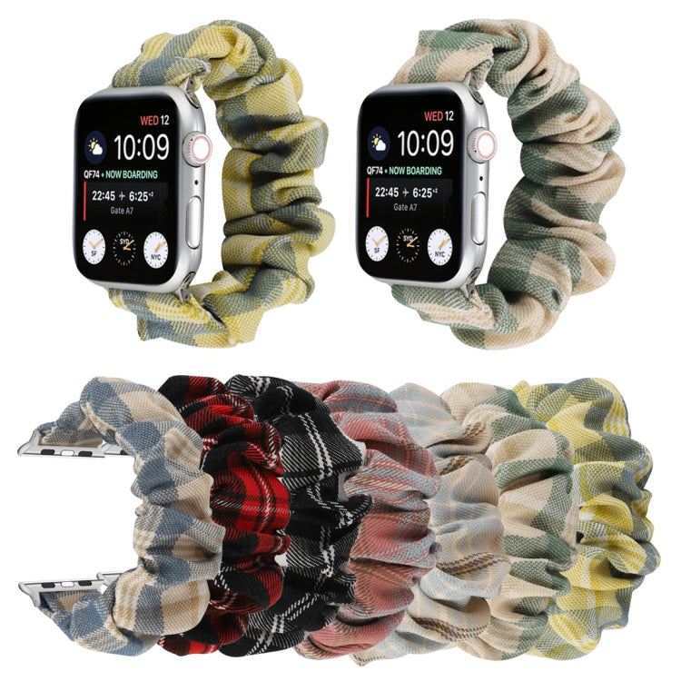 Frendorf | Für Apple Watch Series 7 41mm / 6 & SE & 5 & 4 40mm / 3 & 2 & 1 38mm JK Uniform Style Stoff + Edelstahl Armbanduhr Band(Beige + Grün)(Beige + Grün)