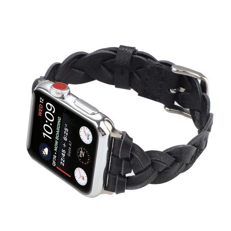 Frerndorf | Für Apple Watch Series 9&8&7 41mm / SE 3&SE 2&6&SE&5&4 40mm / 3&2&1 38mm Leder Woven Single Loop Armband (Schwarz)