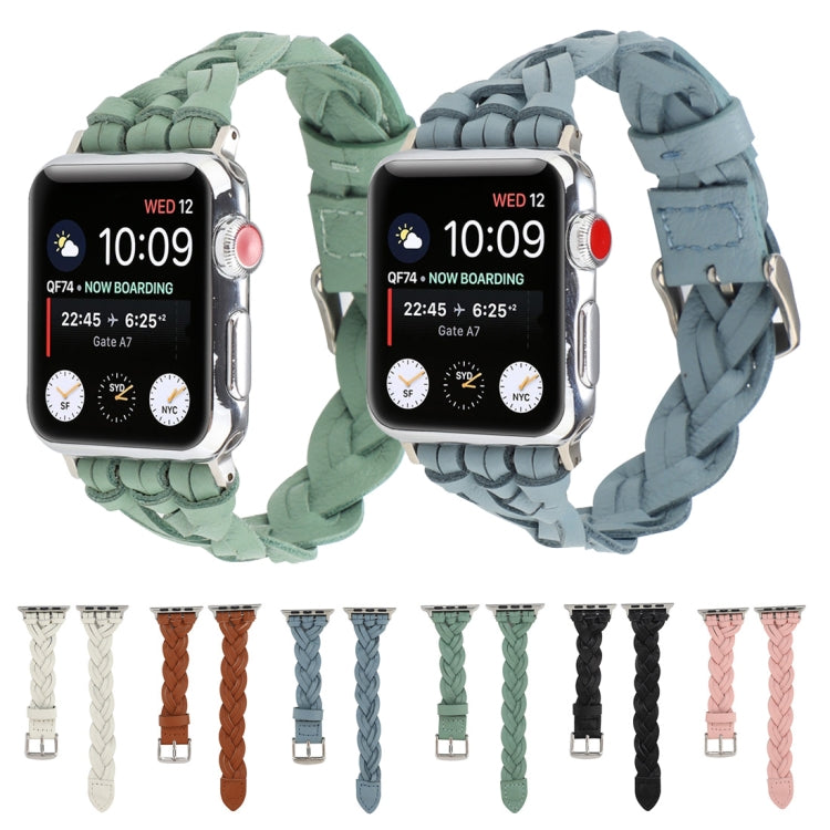 Frerndorf | Für Apple Watch Series 9&8&7 41mm / SE 3&SE 2&6&SE&5&4 40mm / 3&2&1 38mm Leder Woven Single Loop Armband (Schwarz)