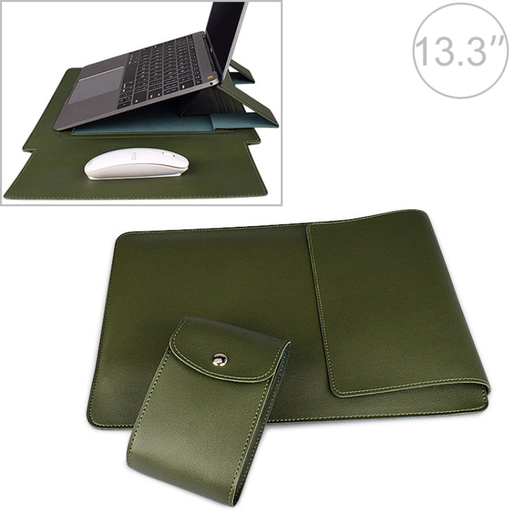 Frendorf | PU05 Sleeve Lederhülle Tragetasche mit kleinem Aufbewahrungsbeutel für 13,3 Zoll Laptop (Grün)