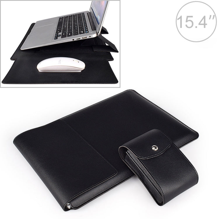 Frendorf | PU05 Sleeve-Ledertasche mit kleiner Aufbewahrungstasche für 15,4 Zoll Laptop (Schwarz)