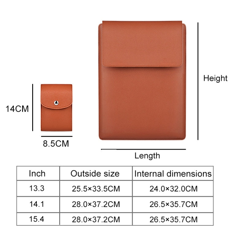 Frendorf | PU05 Sleeve-Ledertasche mit kleiner Aufbewahrungstasche für 15,4 Zoll Laptop (Schwarz)