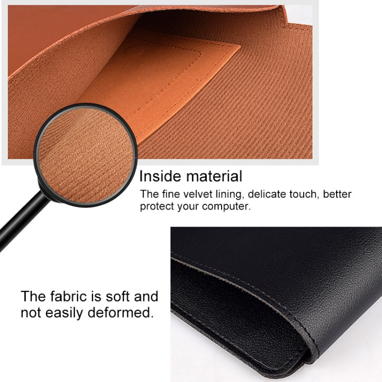 Frendorf | PU05 Sleeve-Ledertasche mit kleiner Aufbewahrungstasche für 15,4 Zoll Laptop (Schwarz)