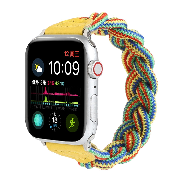 Frendorf | Elastisches Gewebtes Armband für Apple Watch Series 9&8&7 41mm / SE 3&SE 2&6&SE&5&4 40mm / 3&2&1 38mm, Länge:160mm (Gelb Grün Orange)