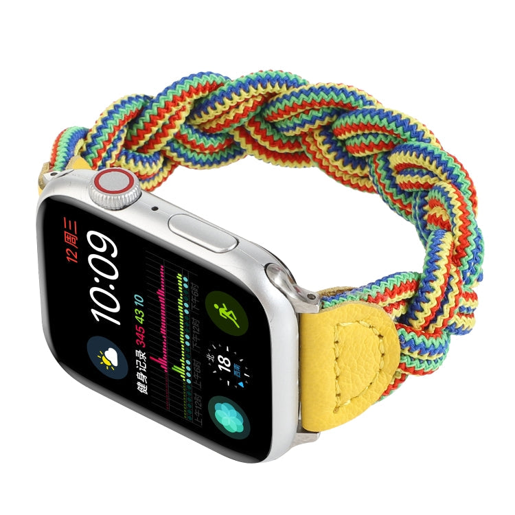 Frendorf | Elastisches Gewebtes Armband für Apple Watch Series 9&8&7 41mm / SE 3&SE 2&6&SE&5&4 40mm / 3&2&1 38mm, Länge:160mm (Gelb Grün Orange)