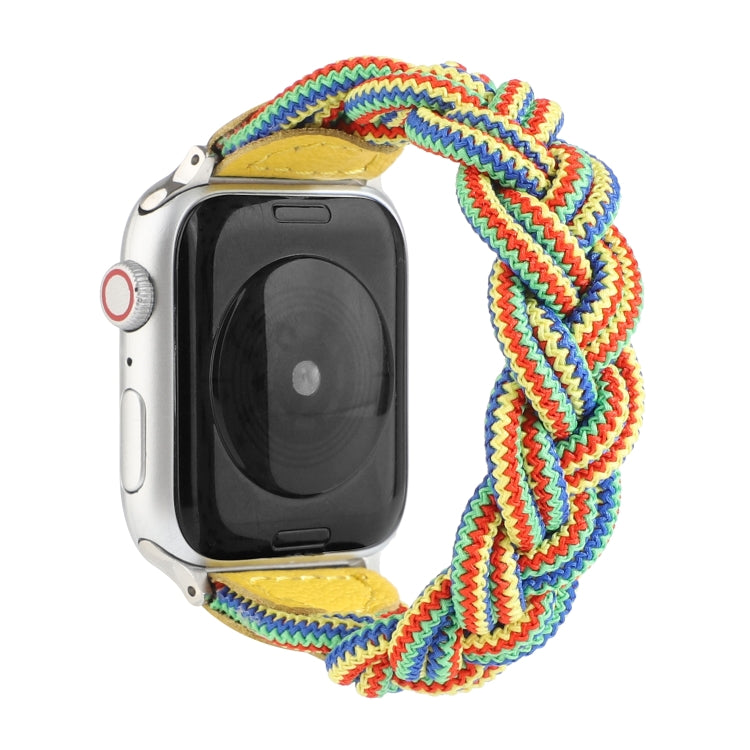 Frendorf | Elastisches Gewebtes Armband für Apple Watch Series 9&8&7 41mm / SE 3&SE 2&6&SE&5&4 40mm / 3&2&1 38mm, Länge:160mm (Gelb Grün Orange)