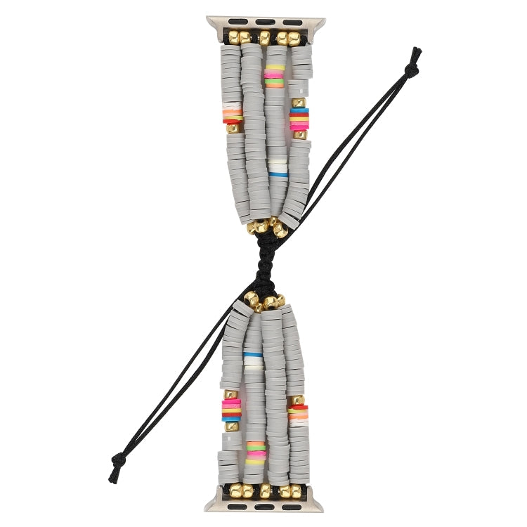 Frendorf | Bohemian Style Weiche Keramikperlen-Armbänder für Apple Serie 7 41mm / 6 & SE & 5 & 4 40mm / 3 & 2 & 1 38mm(Grau)