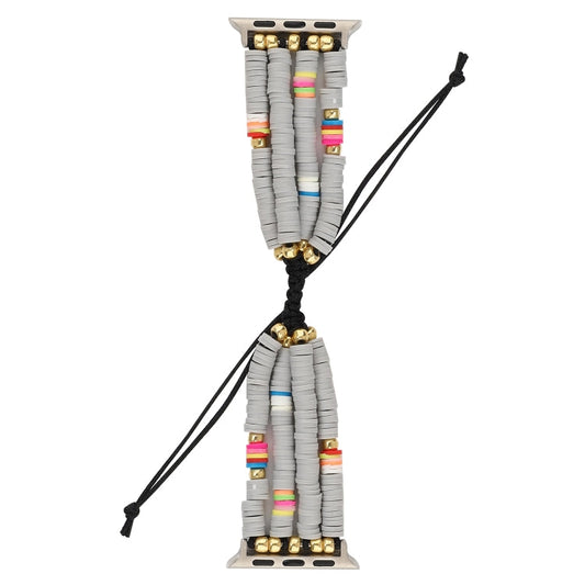 Frendorf | Bohemian Style Weiche Keramikperlen-Armbänder für Apple Serie 7 41mm / 6 & SE & 5 & 4 40mm / 3 & 2 & 1 38mm(Grau)