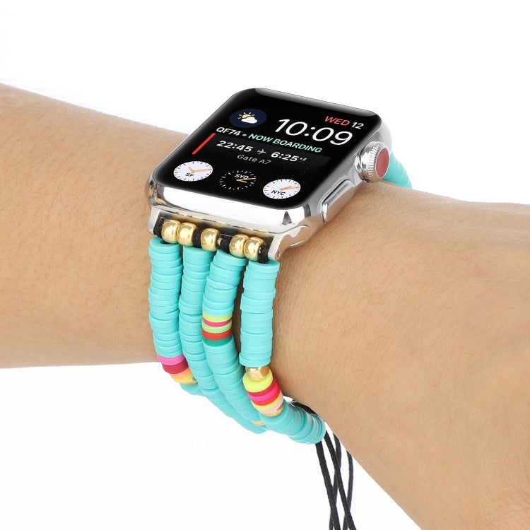 Frendorf | Bohemian-Stil weiche Keramikperlen-Armband für Apple Series 7 41mm / 6 & SE & 5 & 4 40mm / 3 & 2 & 1 38mm (Blau)