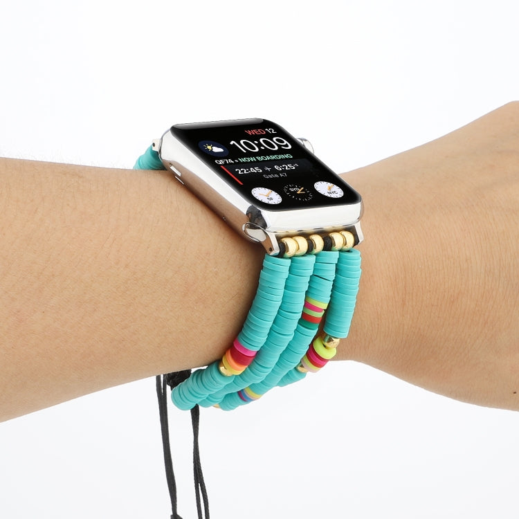 Frendorf | Bohemian-Stil weiche Keramikperlen-Armband für Apple Series 7 41mm / 6 & SE & 5 & 4 40mm / 3 & 2 & 1 38mm (Blau)