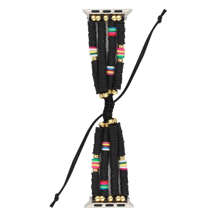 Frendorf | Bohemian Stil Weiche Keramik Perlen Strap Für Apple Serie 7 41mm / 6 & SE & 5 & 4 40mm / 3 & 2 & 1 38mm (Schwarz)