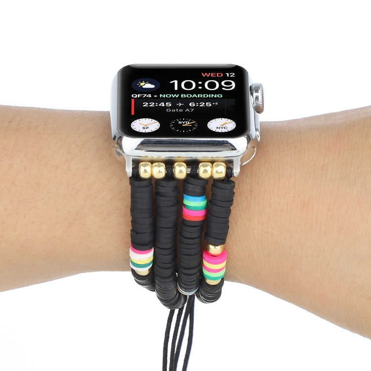 Frendorf | Bohemian Stil Weiche Keramik Perlen Strap Für Apple Serie 7 41mm / 6 & SE & 5 & 4 40mm / 3 & 2 & 1 38mm (Schwarz)