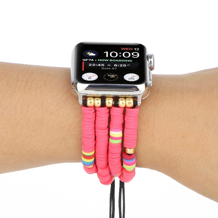 Frendorf | Bohemian Stil Weiche Keramische Perlenarmband Für Apple Serie 7 41mm / 6 & SE & 5 & 4 40mm / 3 & 2 & 1 38mm (Rosa Rot)