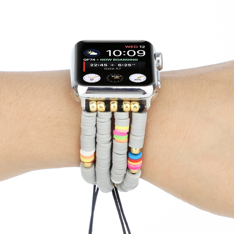 Frendorf | Bohemian Stil Weiche Keramikkugeln Armband für Apple Serie 7 45mm / 6 & SE & 5 & 4 44mm / 3 & 2 & 1 42mm(Grau)