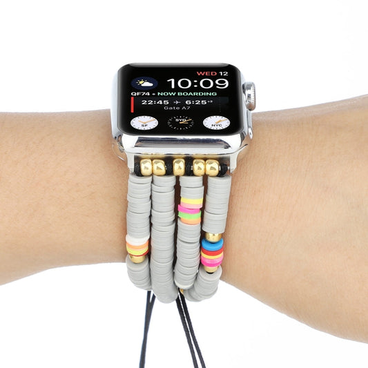 Frendorf | Bohemian Stil Weiche Keramikkugeln Armband für Apple Serie 7 45mm / 6 & SE & 5 & 4 44mm / 3 & 2 & 1 42mm(Grau)