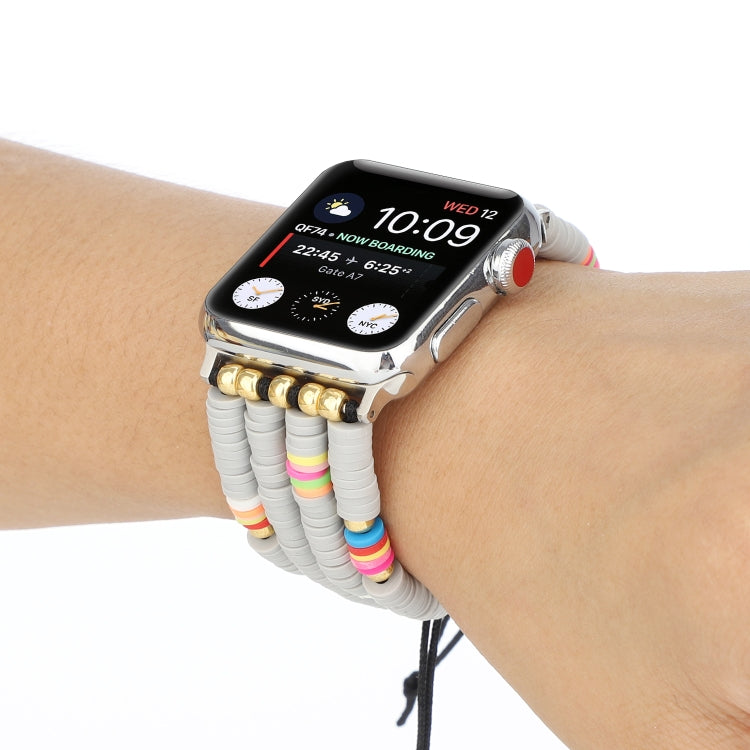Frendorf | Bohemian Stil Weiche Keramikkugeln Armband für Apple Serie 7 45mm / 6 & SE & 5 & 4 44mm / 3 & 2 & 1 42mm(Grau)