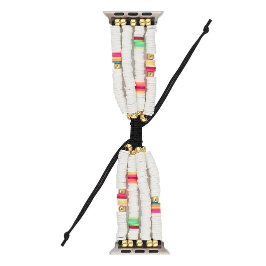 Frendorf | Bohemian Style Weiche Keramikkugeln Band für Apple Series 7 45mm / 6 & SE & 5 & 4 44mm / 3 & 2 & 1 42mm(Weiß)