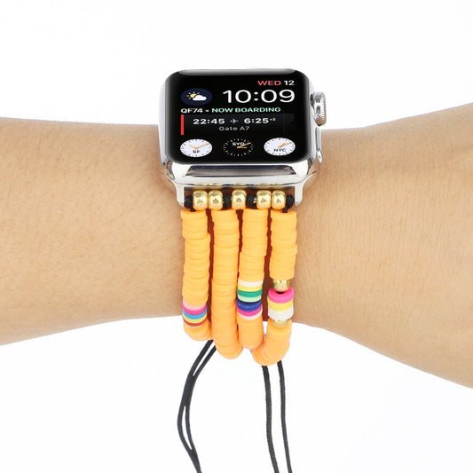 Frendorf | Bohemian Style Weiche Keramik Perlenriemen Für Apple Series 7 45mm / 6 & SE & 5 & 4 44mm / 3 & 2 & 1 42mm(Gelb)