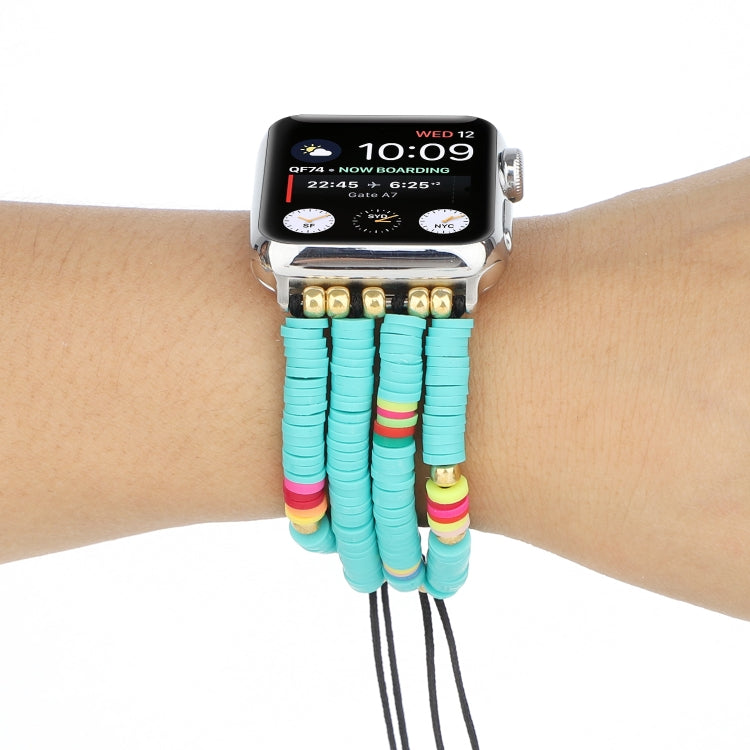 Frendorf | Bohemian Stil Weiche Keramik Perlen Armband Für Apple Serie 7 45mm / 6 & SE & 5 & 4 44mm / 3 & 2 & 1 42mm(Blau)