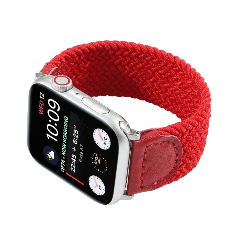 Frerndorf | Nylon + Leder Geflochtener Uhrenarmband für Apple Watch Series 9&8&7 41mm / SE 3&SE 2&6&SE&5&4 40mm / 3&2&1 38mm, Größe:S(Rot)