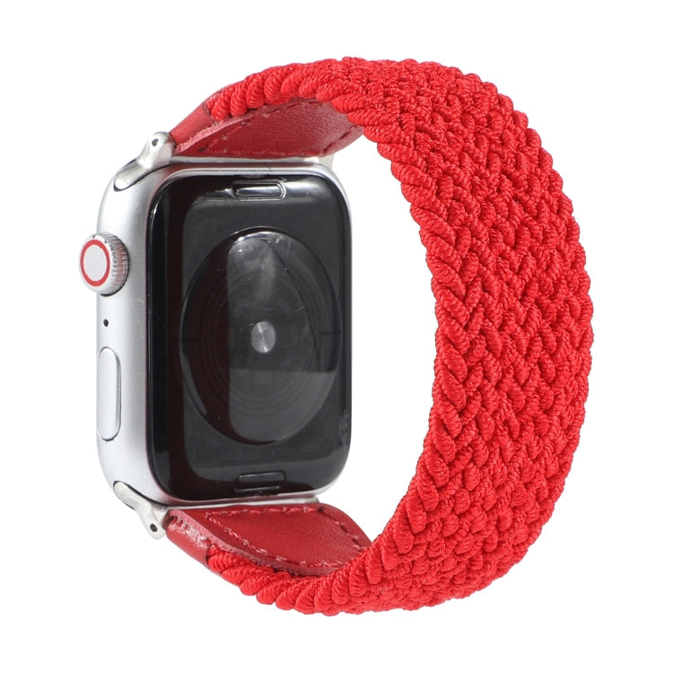 Frerndorf | Nylon + Leder Geflochtener Uhrenarmband für Apple Watch Series 9&8&7 41mm / SE 3&SE 2&6&SE&5&4 40mm / 3&2&1 38mm, Größe:S(Rot)