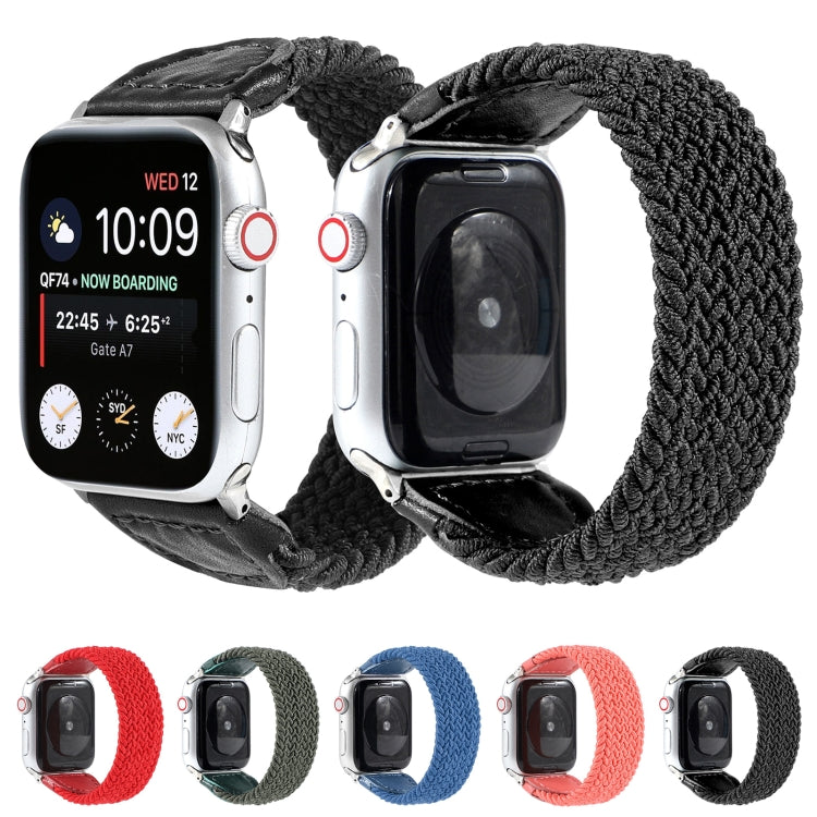 Frerndorf | Nylon + Leder Geflochtener Uhrenarmband für Apple Watch Series 9&8&7 41mm / SE 3&SE 2&6&SE&5&4 40mm / 3&2&1 38mm, Größe:S(Rot)