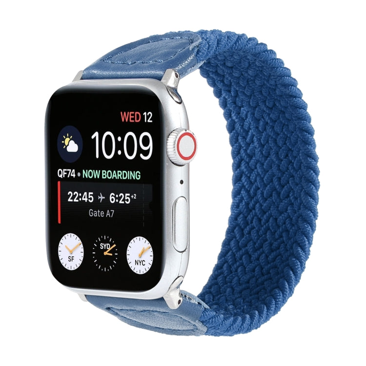 Frerndorf | Nylon + Leder Geflochtenes Uhrenarmband Für Apple Watch Series 7 41mm / 6 & SE & 5 & 4 40mm / 3 & 2 & 1 38mm, Größe:M(Blaut)