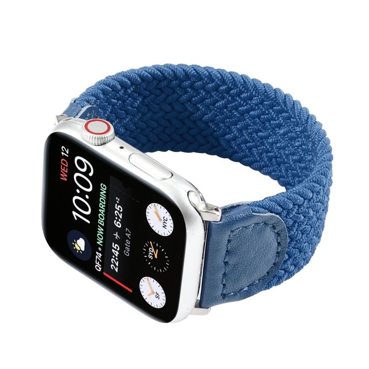 Frerndorf | Nylon + Leder Geflochtenes Uhrenarmband Für Apple Watch Series 7 41mm / 6 & SE & 5 & 4 40mm / 3 & 2 & 1 38mm, Größe:M(Blaut)